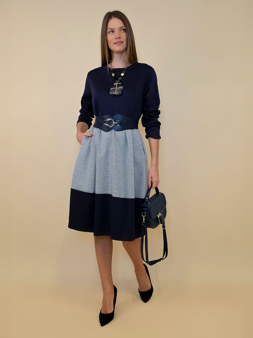 Haljina 56 Salida - jersey bicolor - navy/grey