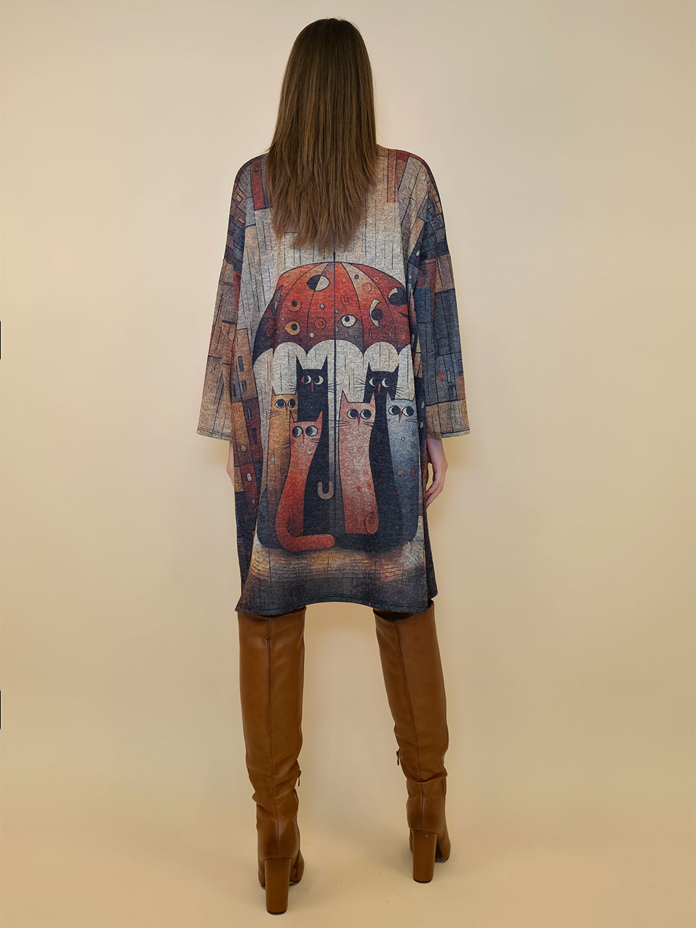 Haljina+šal 48 Arkansas - jersey - Op Art Umbrella Cats