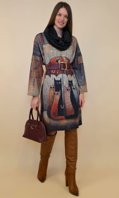 Haljina+šal 48 Arkansas - jersey - Op Art Umbrella Cats