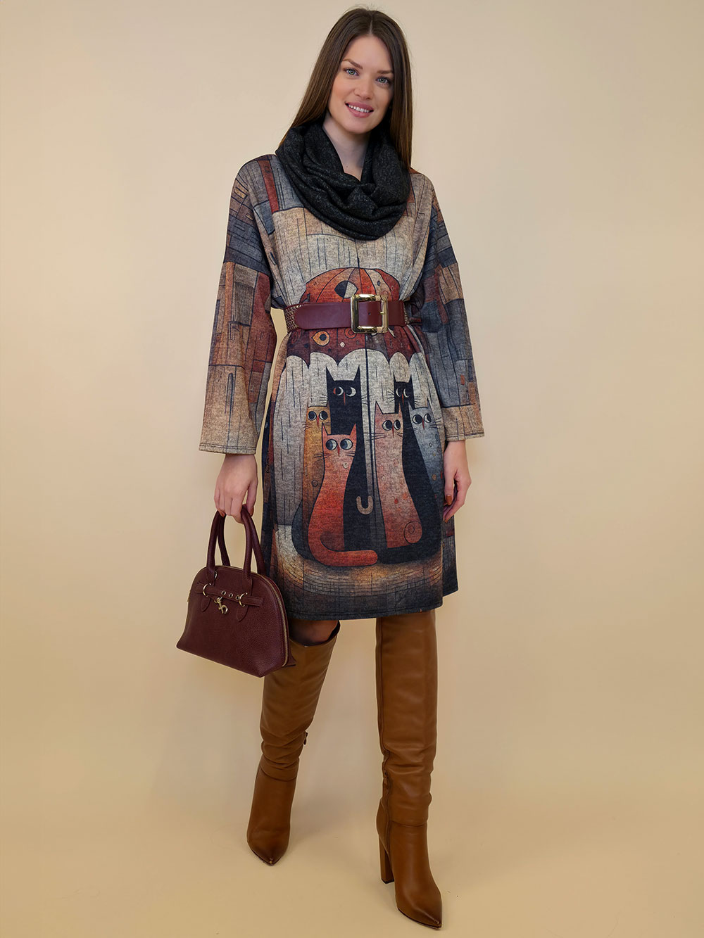 Haljina+šal 48 Arkansas - jersey - Op Art Umbrella Cats