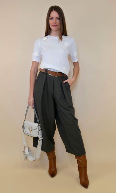 Pulover 42 Nyssa - plt Flowers UN - white