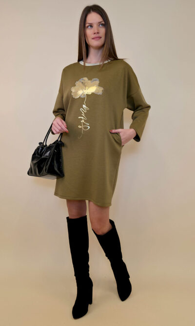 Haljina 52 Beloit - jersey UN Flower - olive