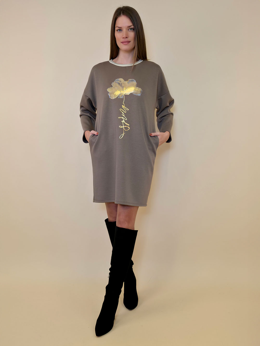 Haljina 52 Beloit - jersey UN Flower - fango