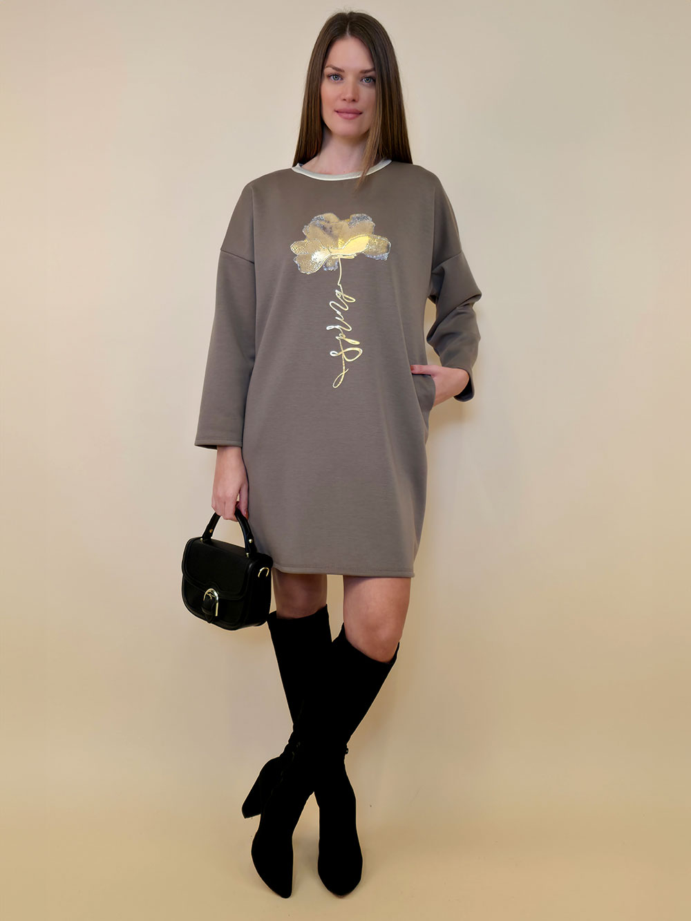 Haljina 52 Beloit - jersey UN Flower - fango