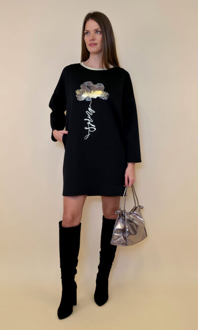 Haljina 52 Beloit - jersey UN Flower - black