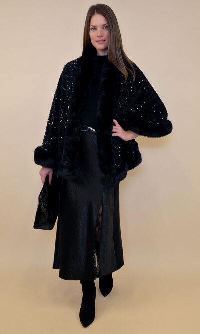 Cape 70 Mer Rouge - ecco fur/šljokice - black