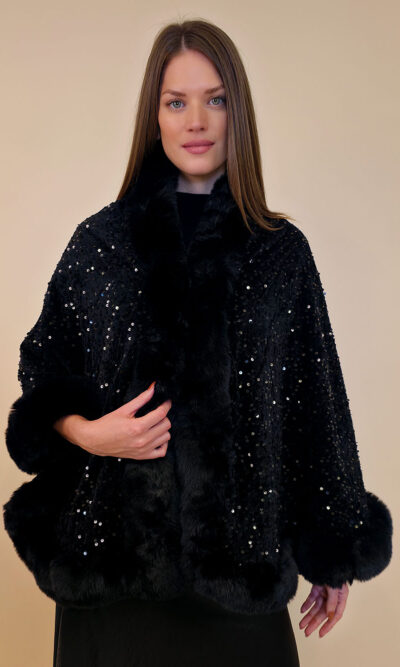 Cape 70 Mer Rouge - ecco fur/šljokice - black