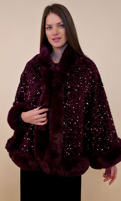 Cape 70 Mer Rouge - ecco fur/šljokice - burgundy