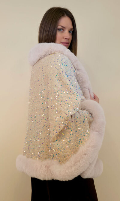 Cape 70 Mer Rouge - ecco fur/šljokice - beige