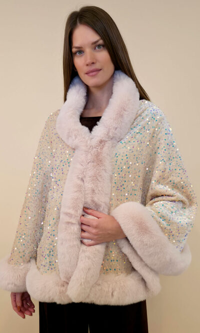 Cape 70 Mer Rouge - ecco fur/šljokice - beige