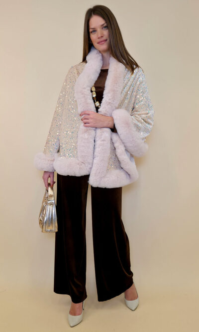 Cape 70 Mer Rouge - ecco fur/šljokice - beige