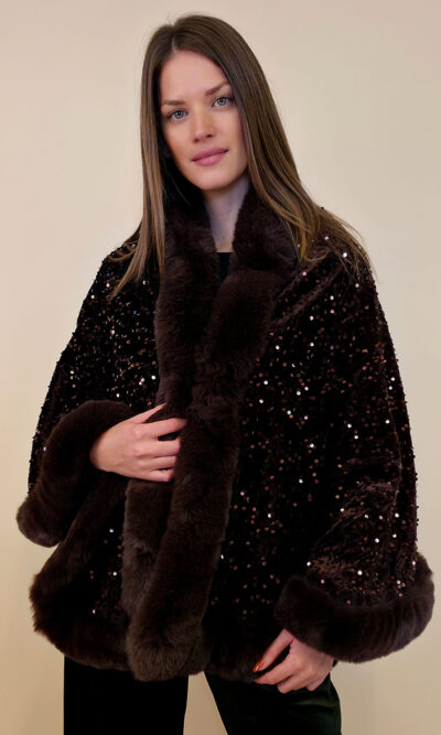 Cape 70 Mer Rouge - ecco fur/šljokice - brown