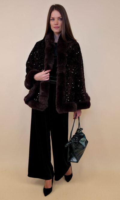 Cape 70 Mer Rouge - ecco fur/šljokice - brown