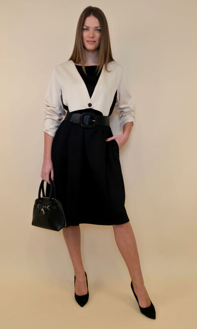 Haljina 62 Durango - jersey bicolor - beige/black