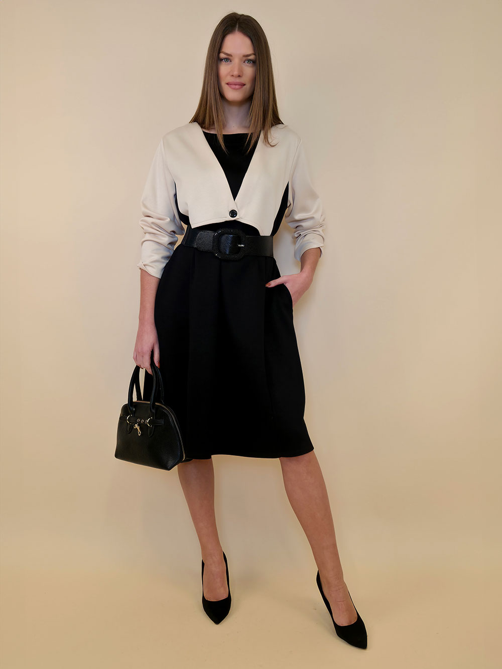 Haljina 62 Durango - jersey bicolor - beige/black