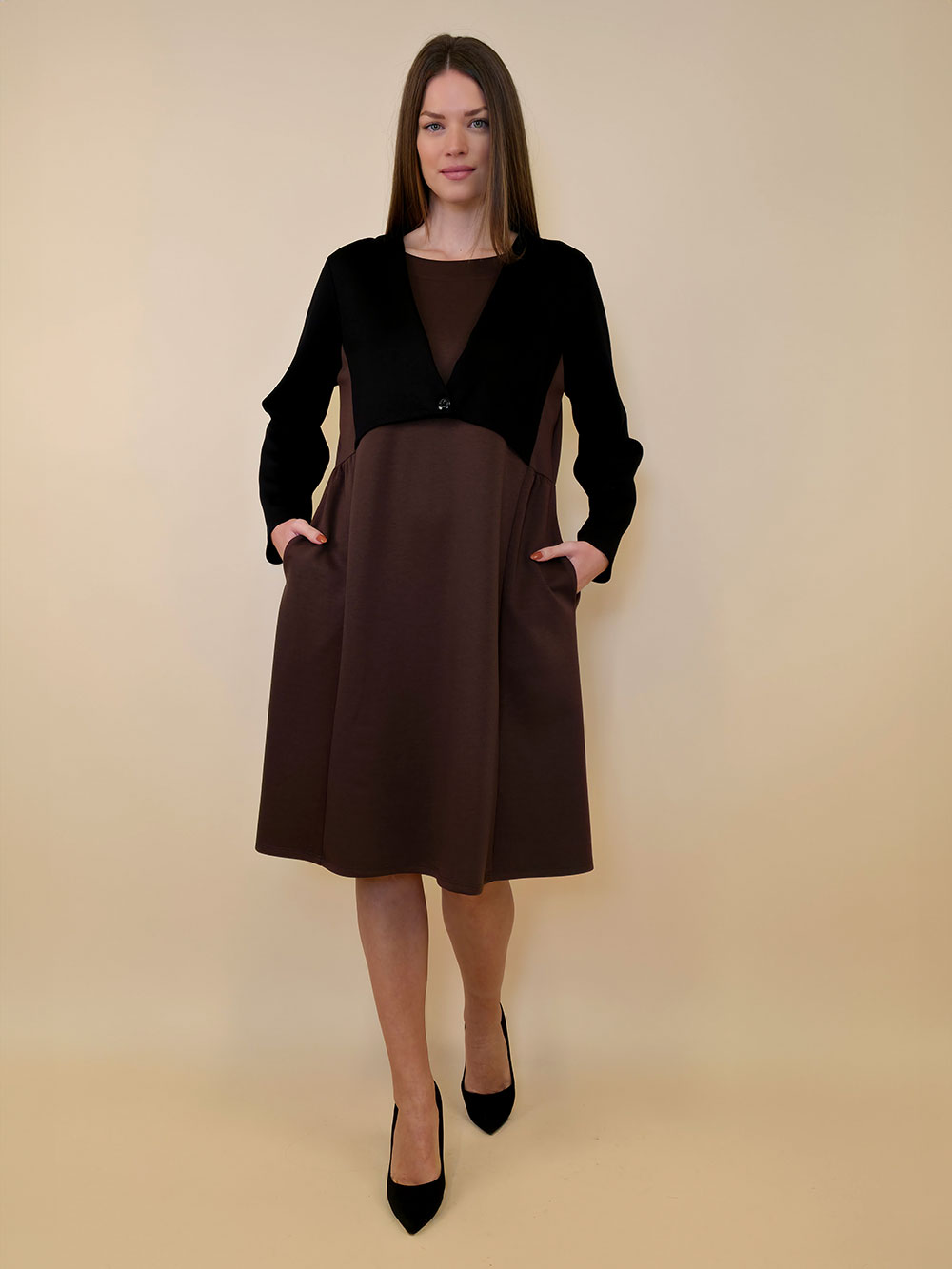 Haljina 62 Durango - jersey bicolor - brown/black