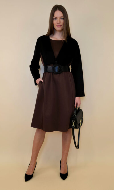 Haljina 62 Durango - jersey bicolor - brown/black