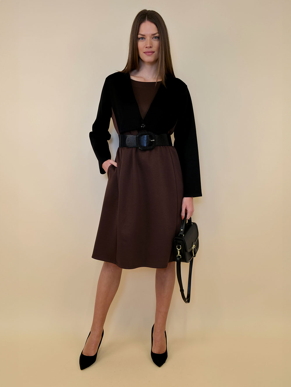 Haljina 62 Durango - jersey bicolor - brown/black