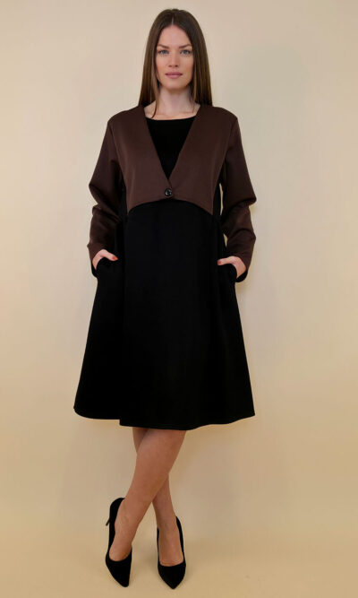 Haljina 62 Durango - jersey bicolor - black/brown