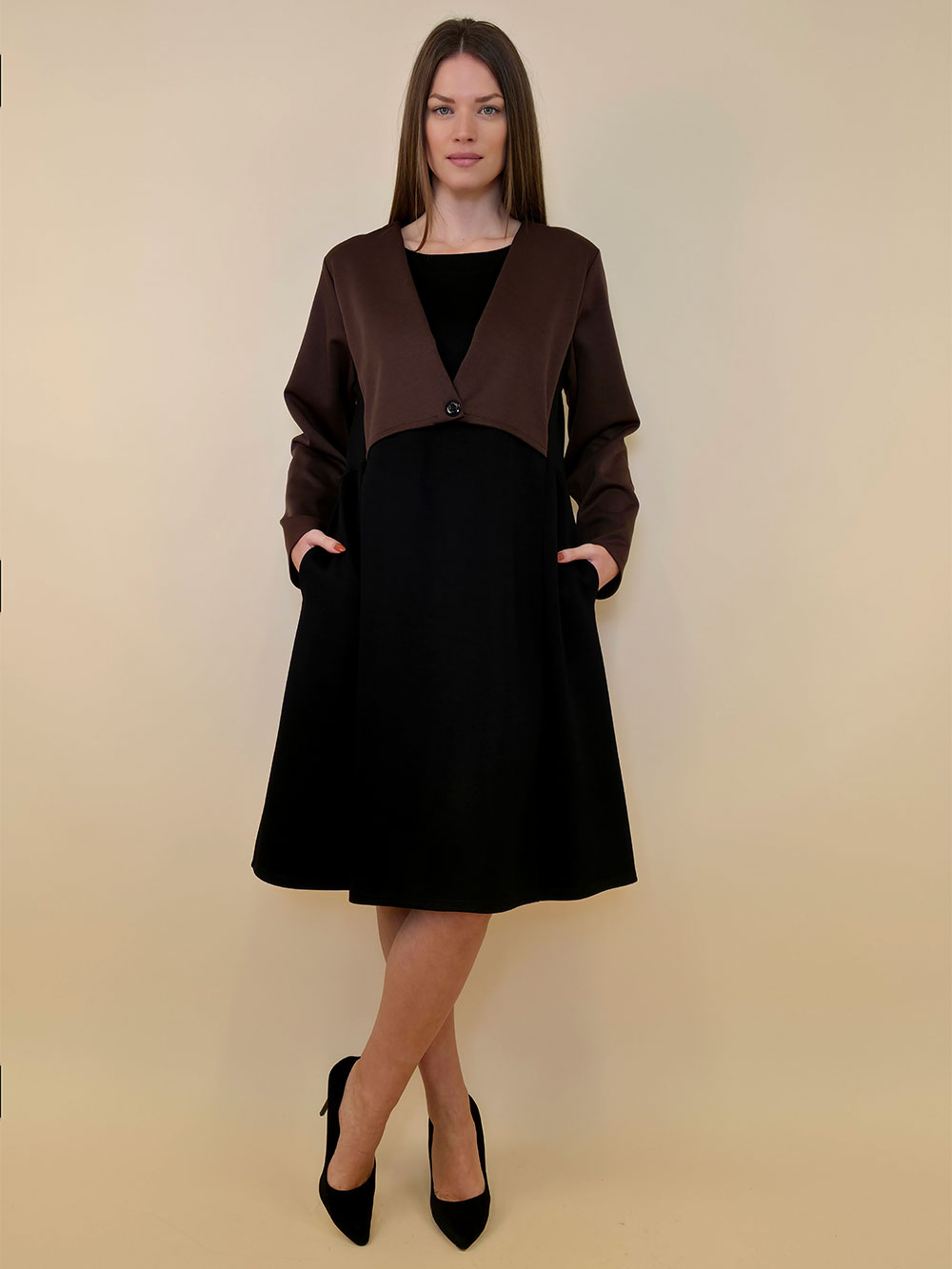 Haljina 62 Durango - jersey bicolor - black/brown