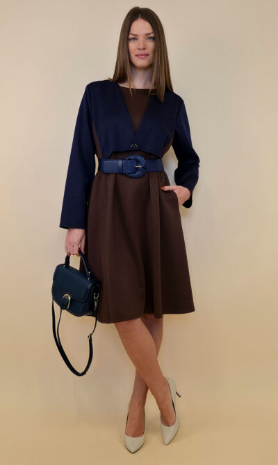 Haljina 62 Durango - jersey bicolor - navy/brown