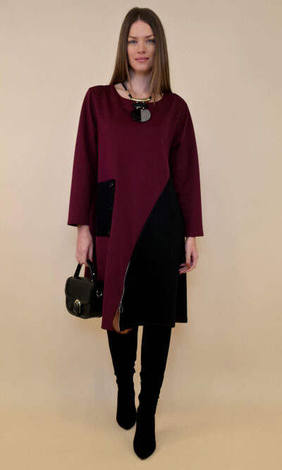 Haljina 62 Pagosa - jersey bicolor - burgundy/black