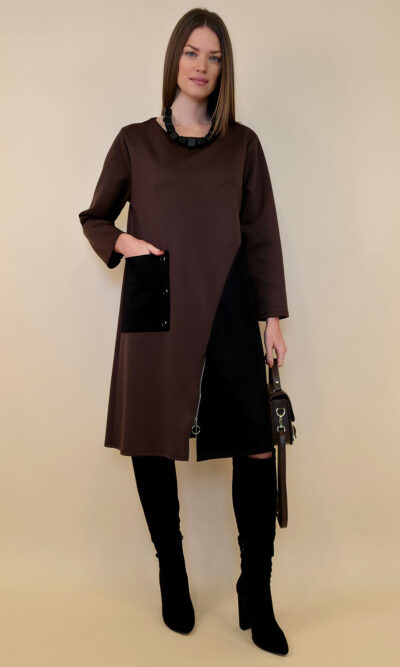 Haljina 62 Pagosa - jersey bicolor - brown/black