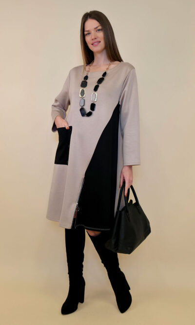 Haljina 62 Pagosa - jersey bicolor - beige/black