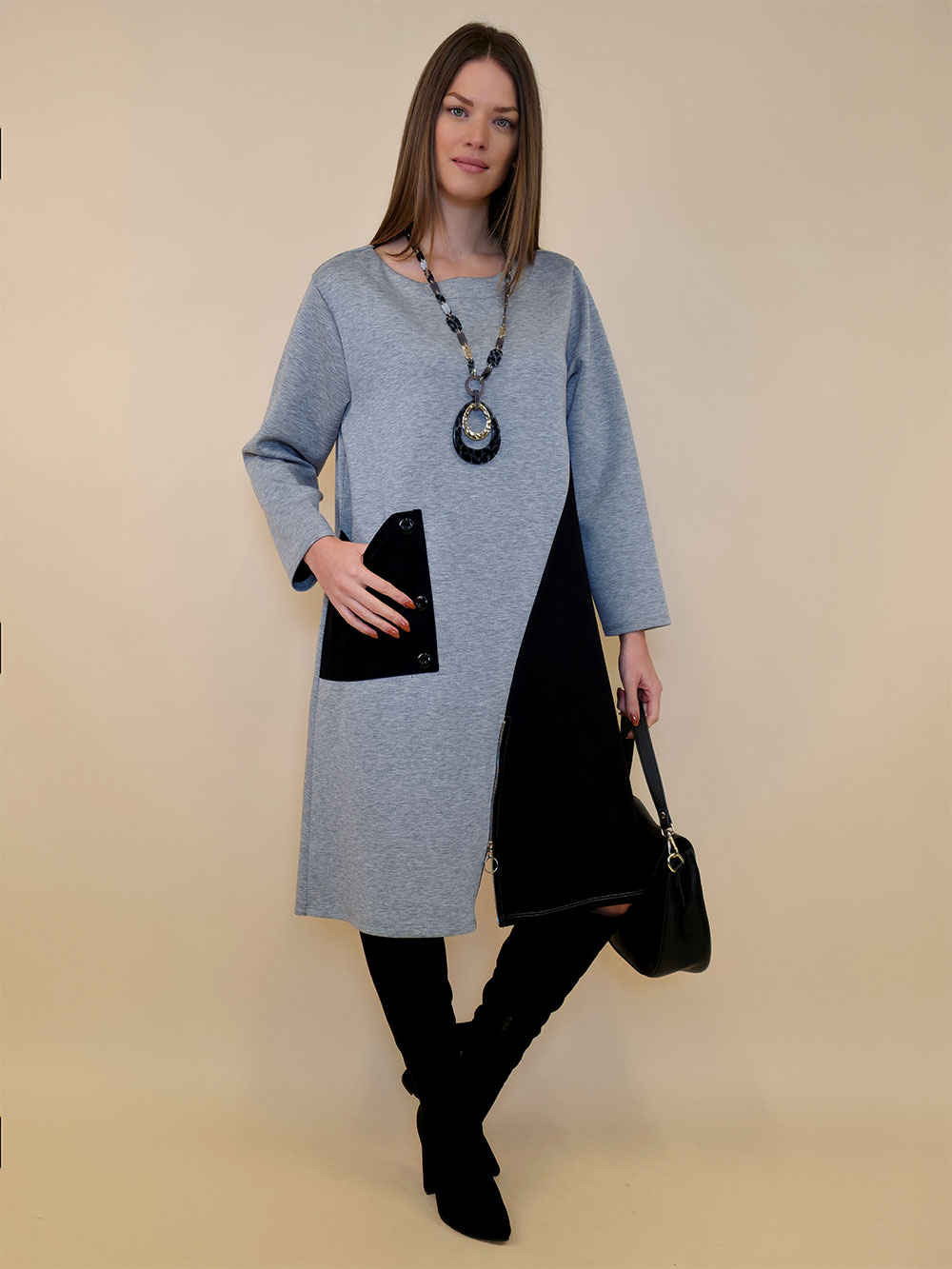 Haljina 62 Pagosa - jersey bicolor - grey/black