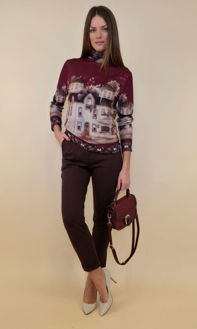 Majica 34 Vona - dolčevita White Town - burgundy