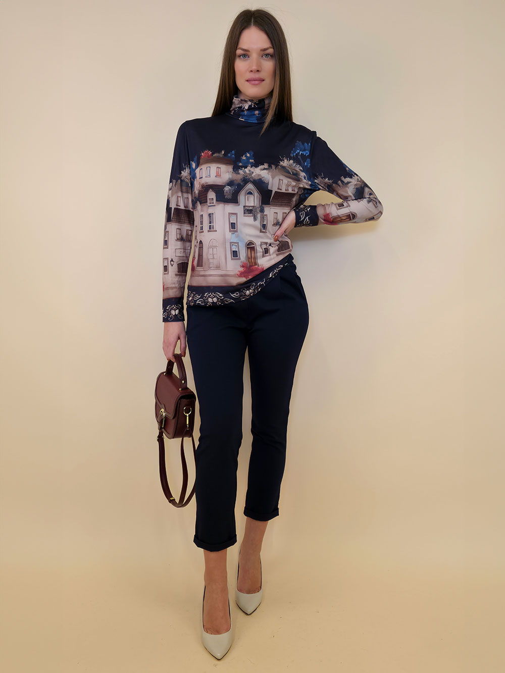 Majica 34 Vona - dolčevita White Town - navy