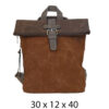 Torba 54 COCO - ruksak suede bicolor preklop 2 zips - brown/coffee