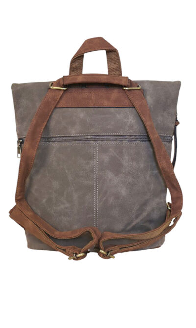 Torba 54 COCO - ruksak suede bicolor preklop 2 zips - coffee/fango