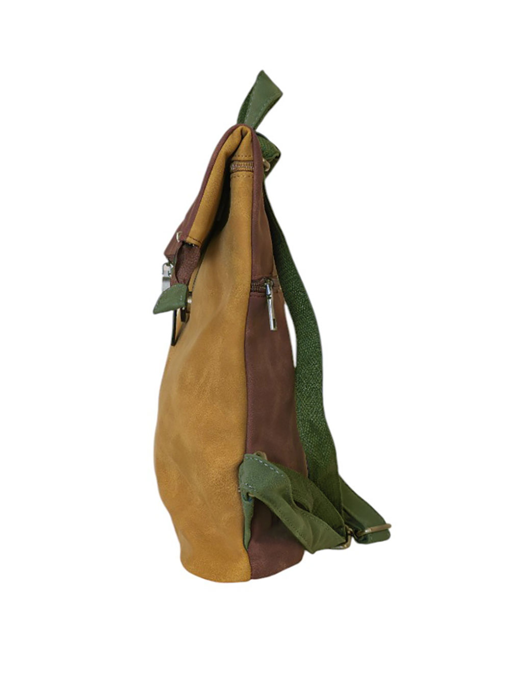 Torba 54 COCO - ruksak suede bicolor preklop 2 zips - yellow/brown