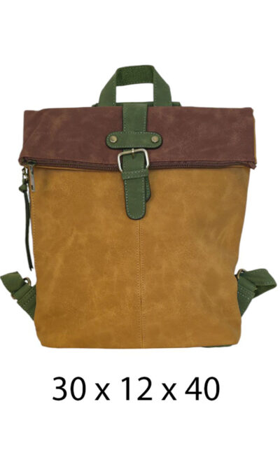 Torba 54 COCO - ruksak suede bicolor preklop 2 zips - yellow/brown