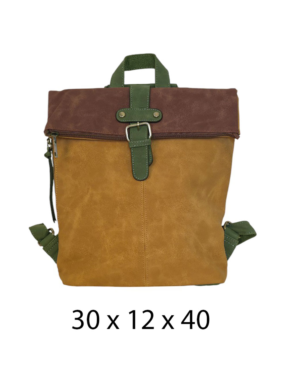 Torba 54 COCO - ruksak suede bicolor preklop 2 zips - yellow/brown