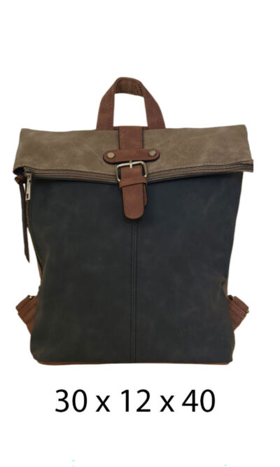 Torba 54 COCO - ruksak suede bicolor preklop 2 zips - black/fango