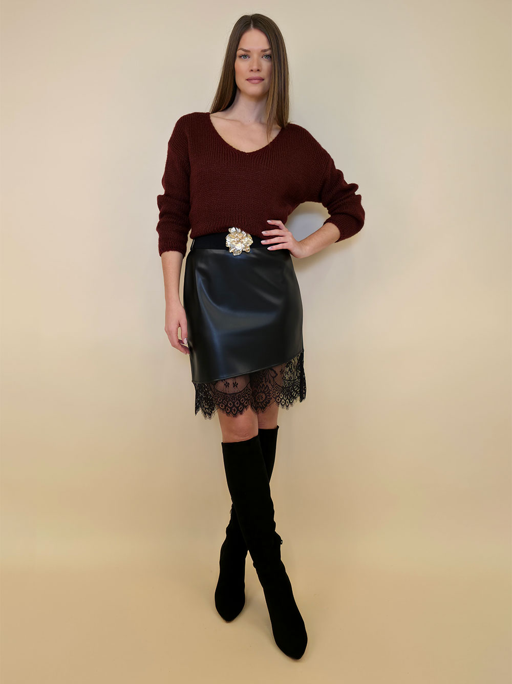 Suknja+remen 53 Frisco - ecco lht/lace - black