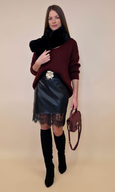 Suknja+remen 53 Frisco - ecco lht/lace - black