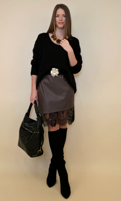 Suknja+remen 53 Frisco - ecco lht/lace - brown