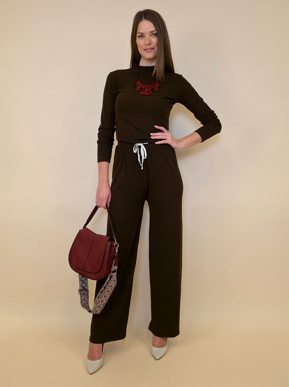 Komplet 56 Abbotsford - hlače+majica jersey UN - brown