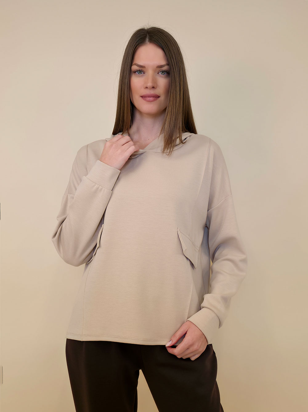 Majica 53 Carson - jersey UN hoodie - beige