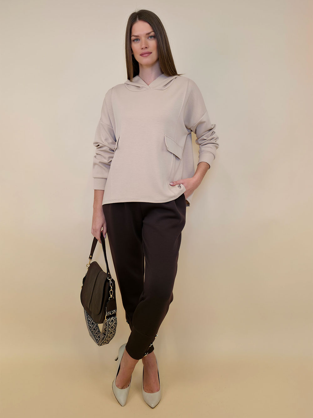 Majica 53 Carson - jersey UN hoodie - beige