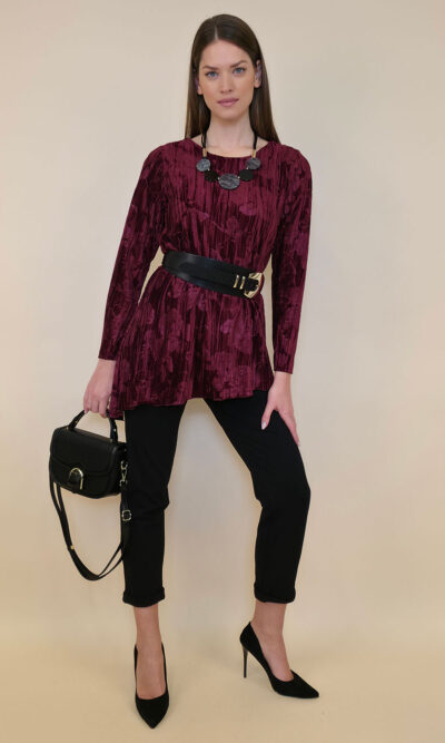 Tunika 56 Rubicon - velvet UN floral - burgundy