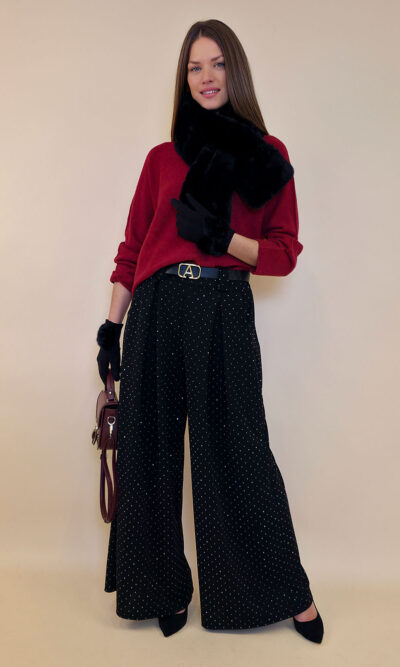 Hlače+remen 48 Benson - scuba UN zircons - black