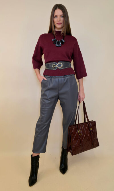 Hlače 56 Patric - ecco Ieather UN - antracit