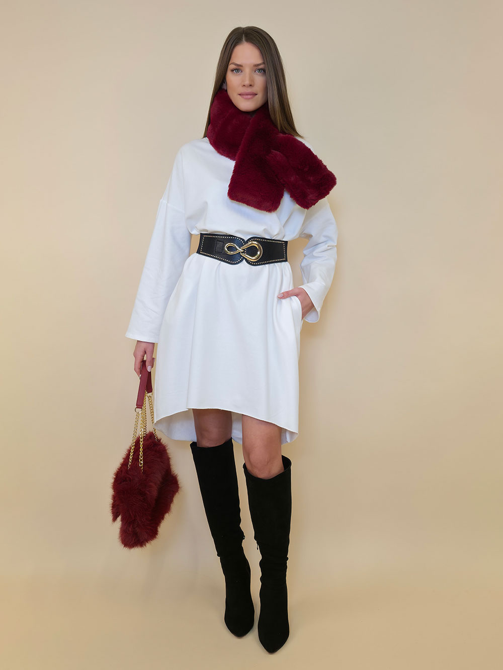 Haljina 42 Tigre UN felpa brushed - panna