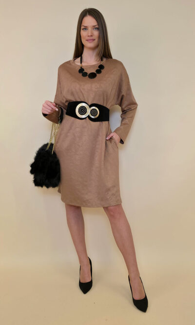 Haljina 48 Carlin - jersey UN - animal otisak - camel