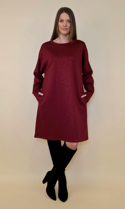 Haljina 48 Carlin - jersey UN - animal otisak - burgundy