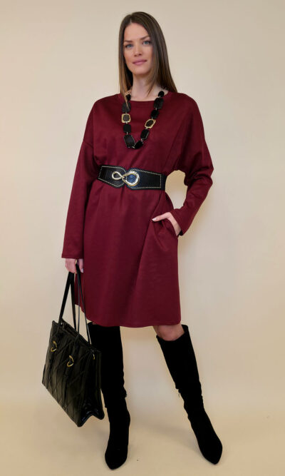 Haljina 48 Carlin - jersey UN - animal otisak - burgundy